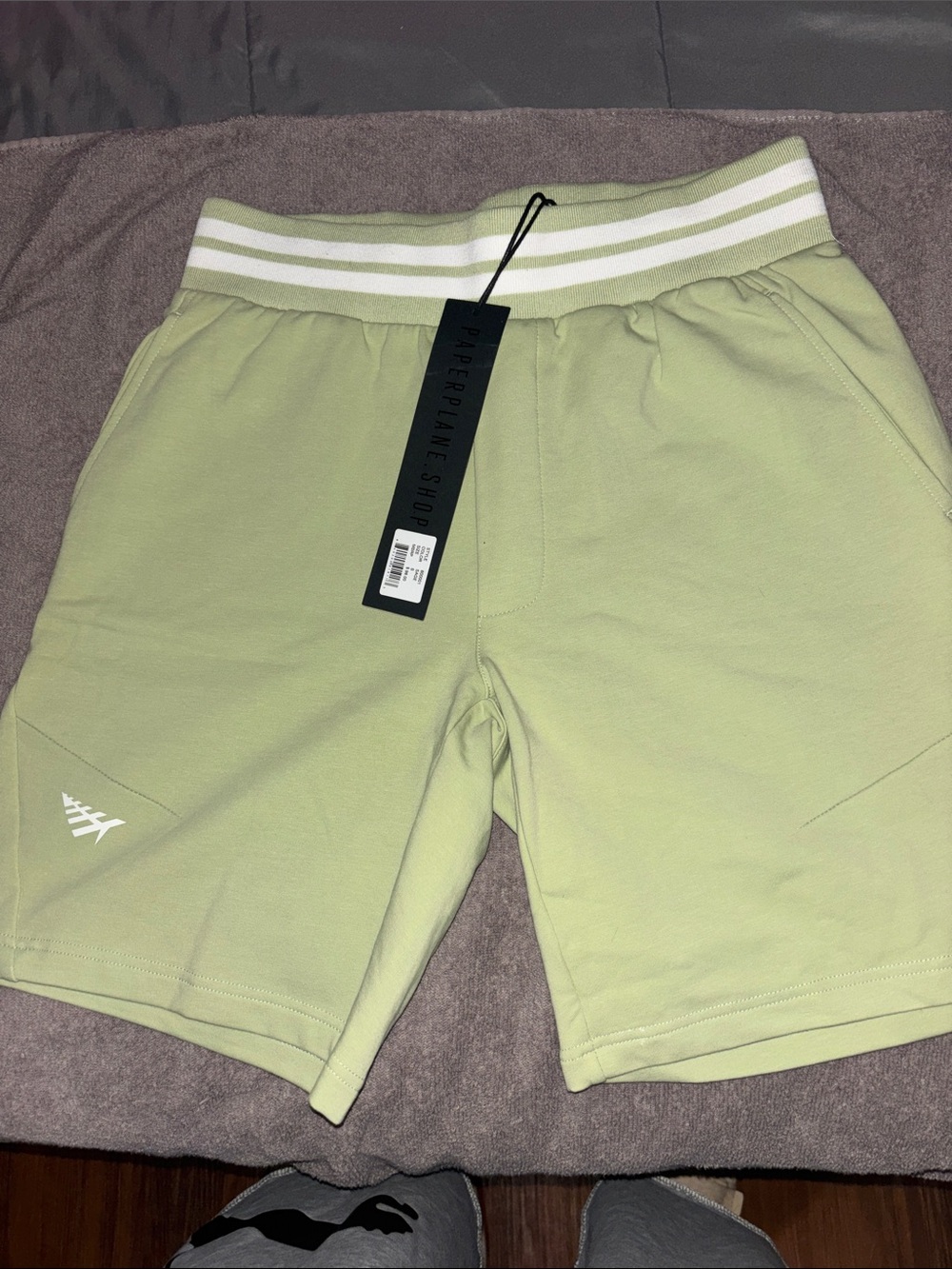 Paperplane Men's Olive Green Athletic Shorts